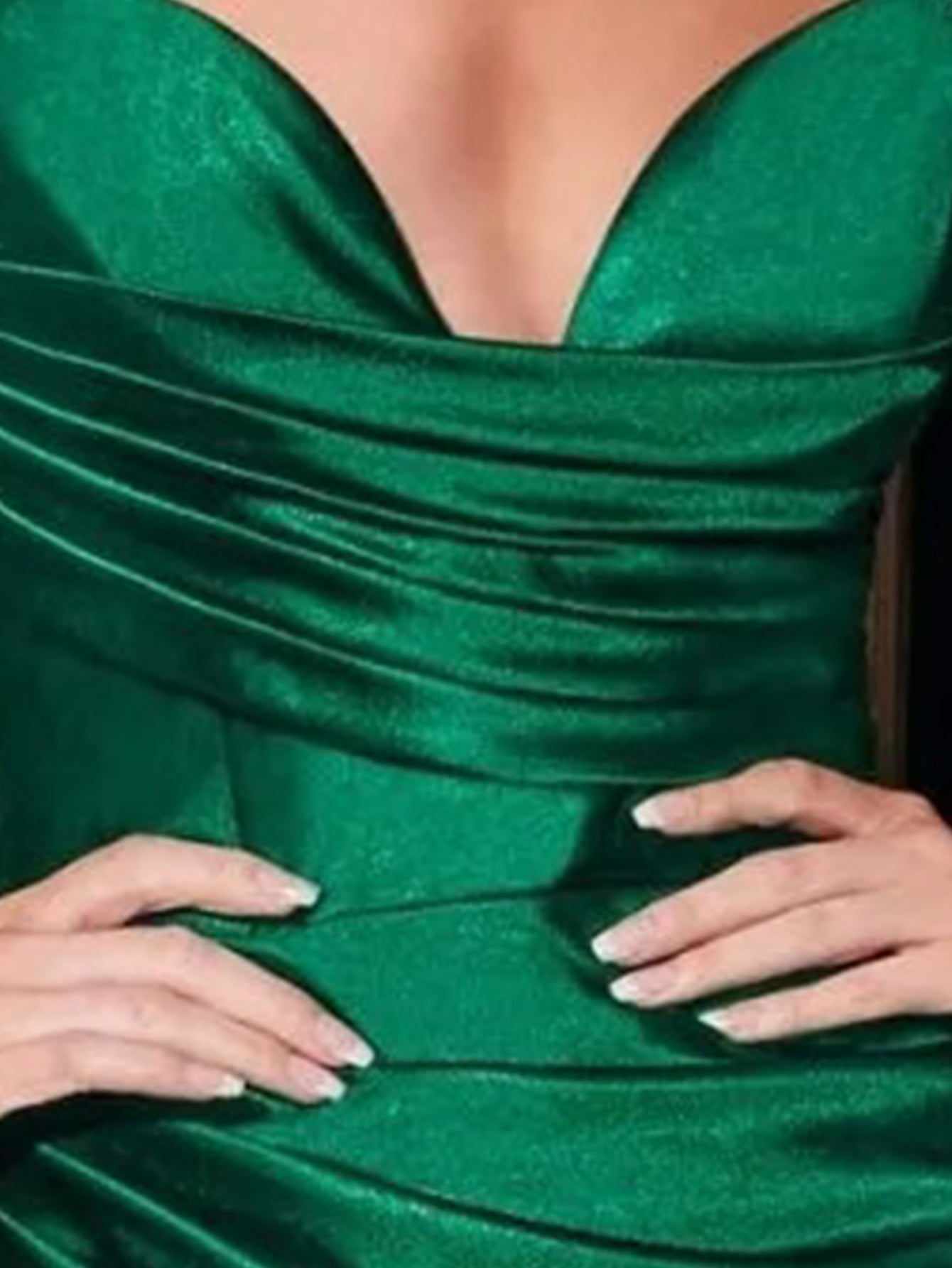 Strapless Lace Up Ruched Bodice Mermaid Prom Dress With Drop - Green