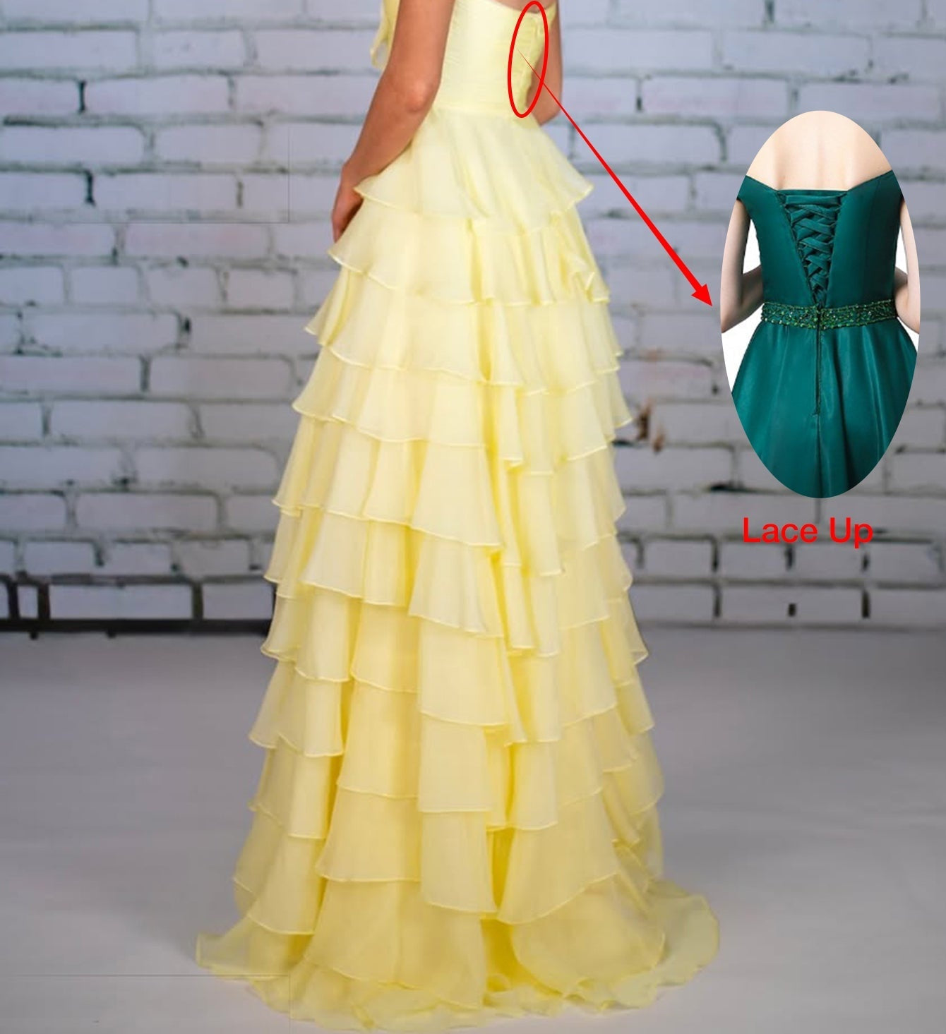 Sweetheart Ruffle Tiered Ball Gown Prom Dress - Yellow