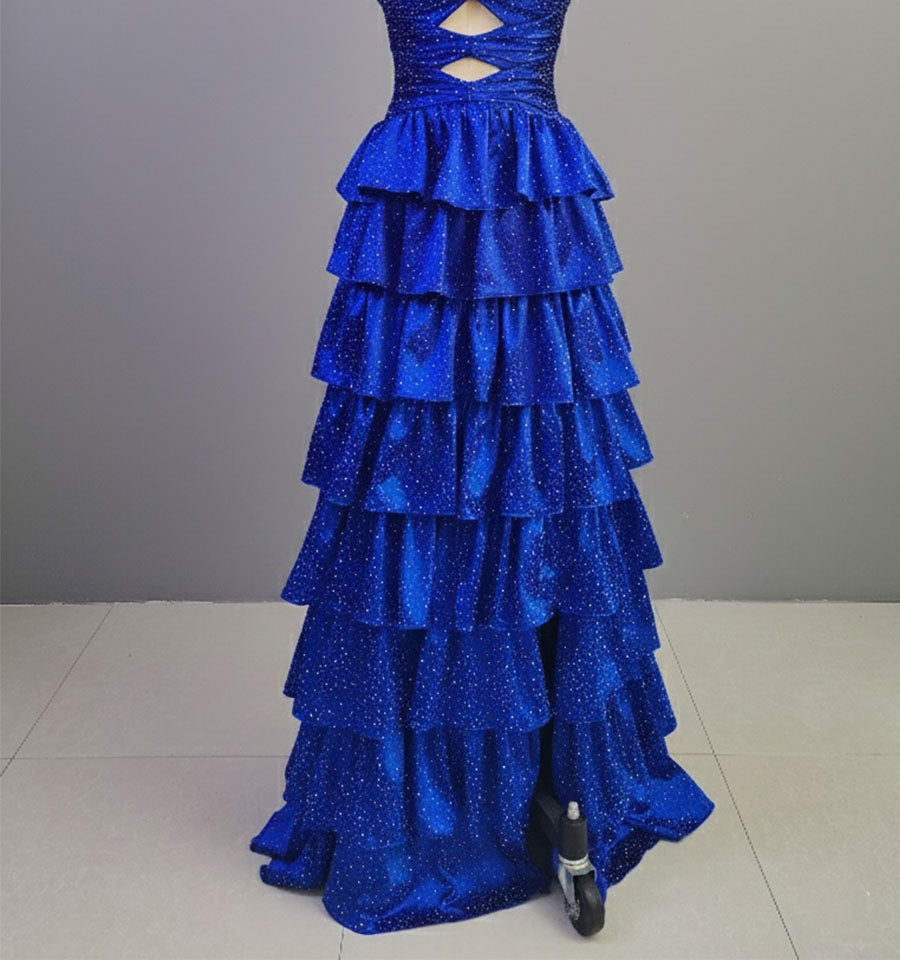 A Line Strapless Sweetheart Satin Prom Dress with Keyhole