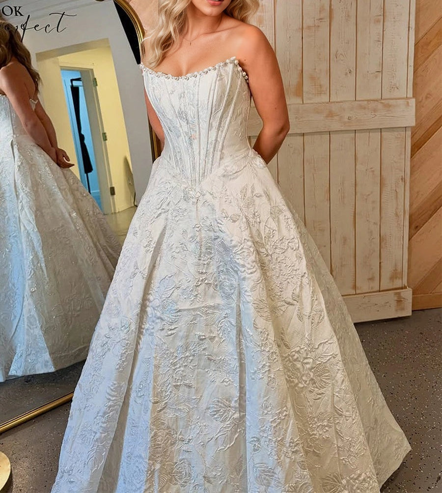 Prom Dresses 3D Floral Strapless Evening Party Dresses with Bead