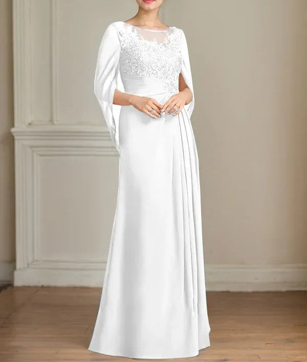 A-Line/Princess Scoop Floor-Length Mother of the Bride Dresses with Pleated & Sequins