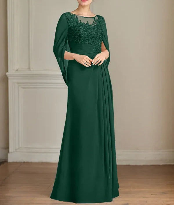 A-Line/Princess Scoop Floor-Length Mother of the Bride Dresses with Pleated & Sequins