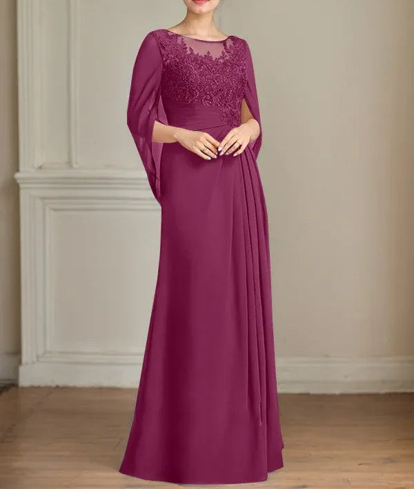 A-Line/Princess Scoop Floor-Length Mother of the Bride Dresses with Pleated & Sequins