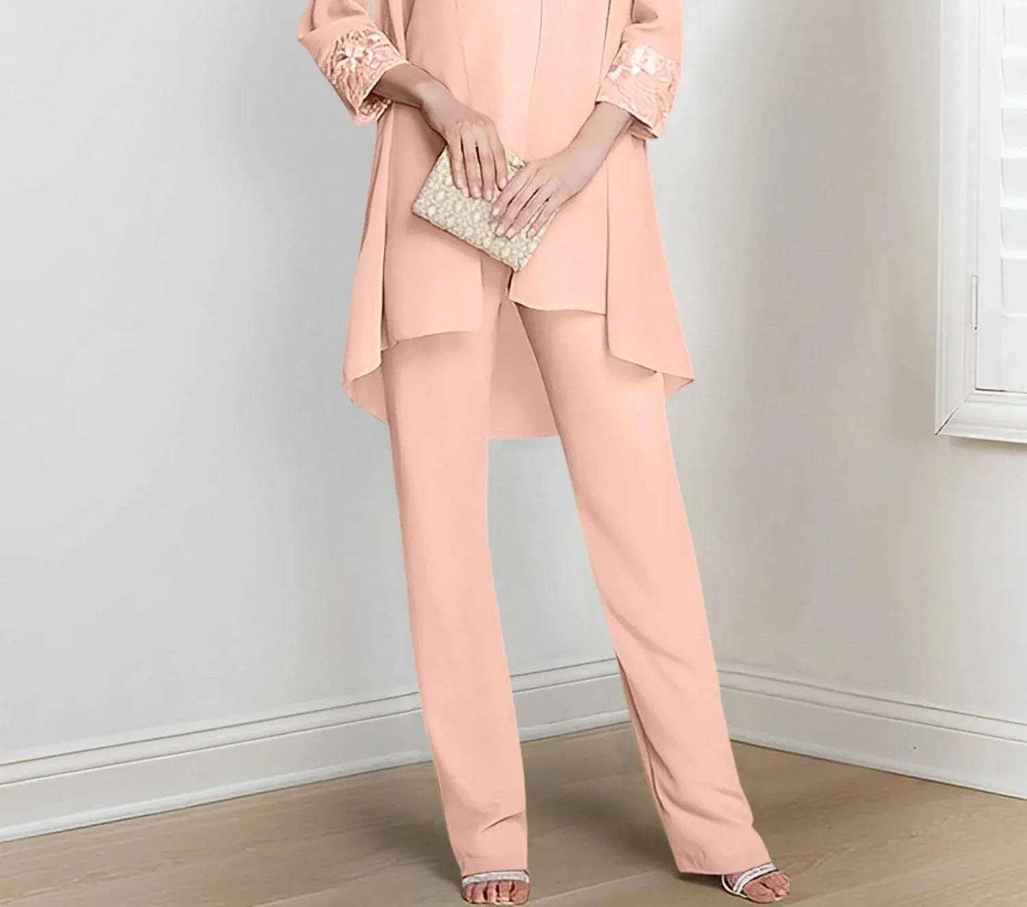 Chiffon Long Sleeves Mother Of The Bride Pantsuits With Jacket