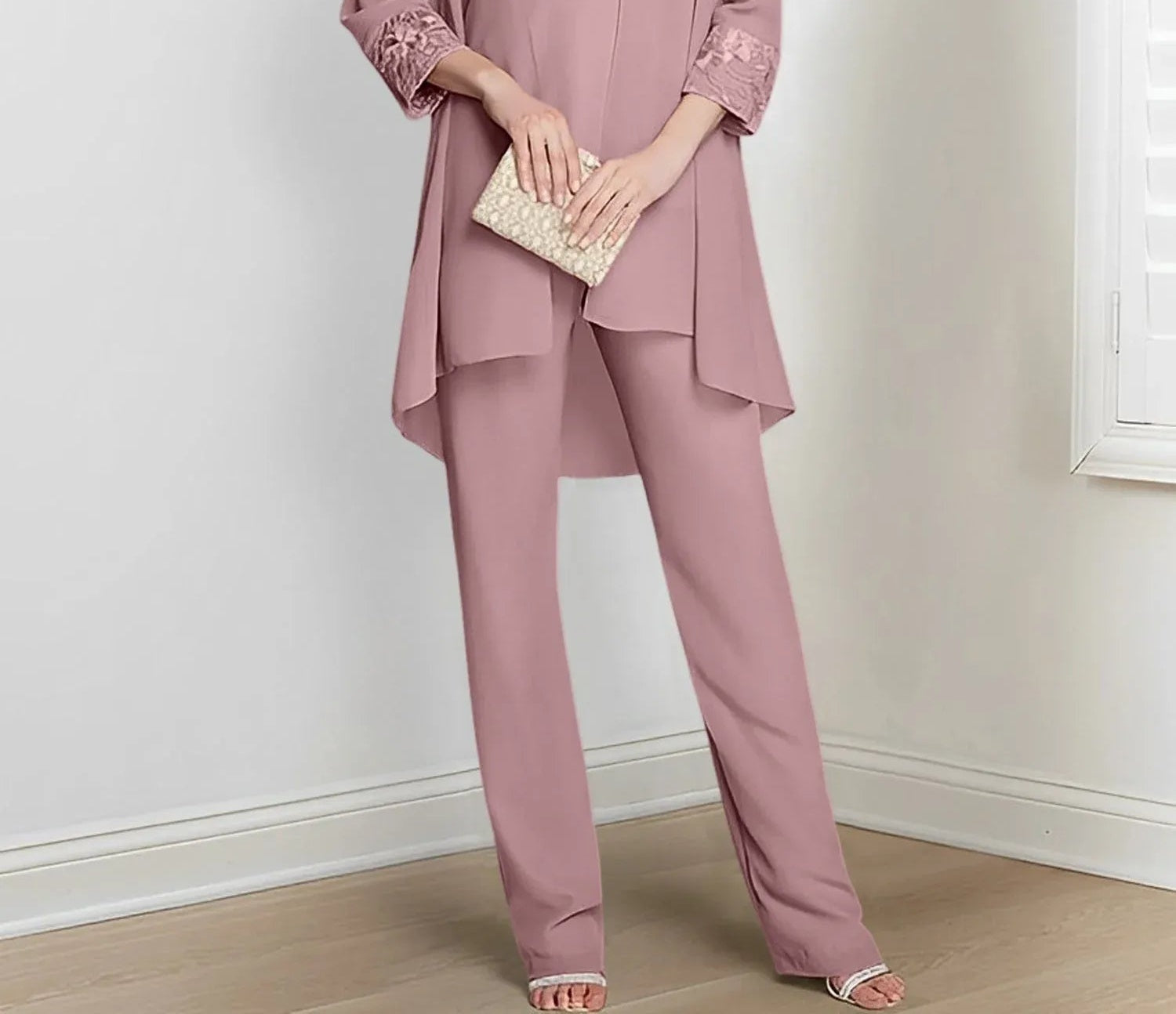 Chiffon Long Sleeves Mother Of The Bride Pantsuits With Jacket