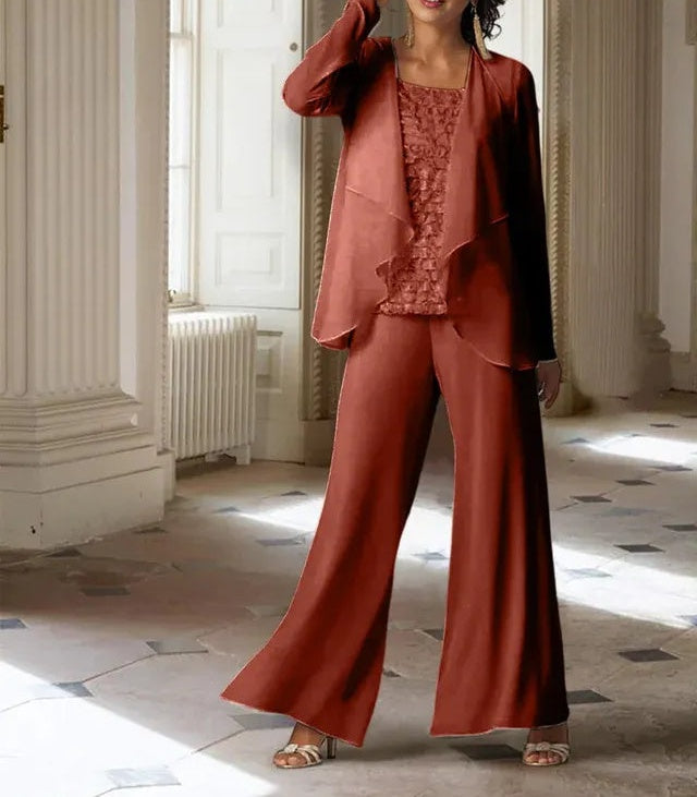 Chiffon Long Sleeves Mother of the Bride Pantsuits with Jacket