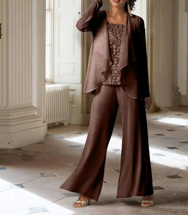 Chiffon Long Sleeves Mother of the Bride Pantsuits with Jacket