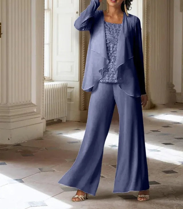 Chiffon Long Sleeves Mother of the Bride Pantsuits with Jacket