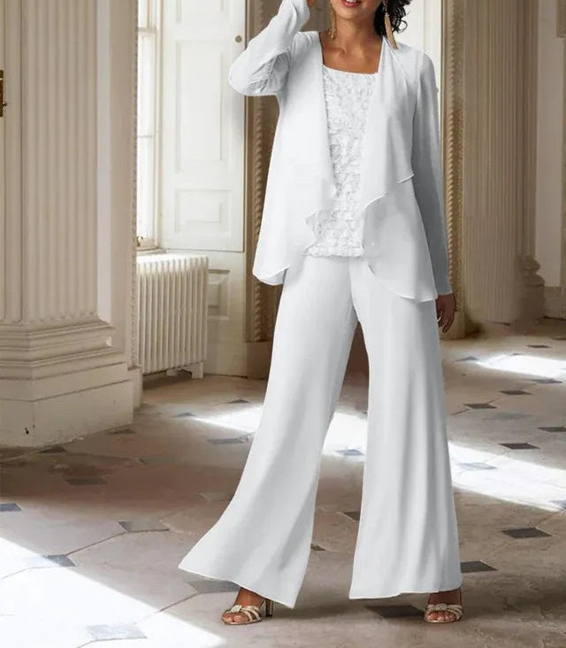 Chiffon Long Sleeves Mother of the Bride Pantsuits with Jacket