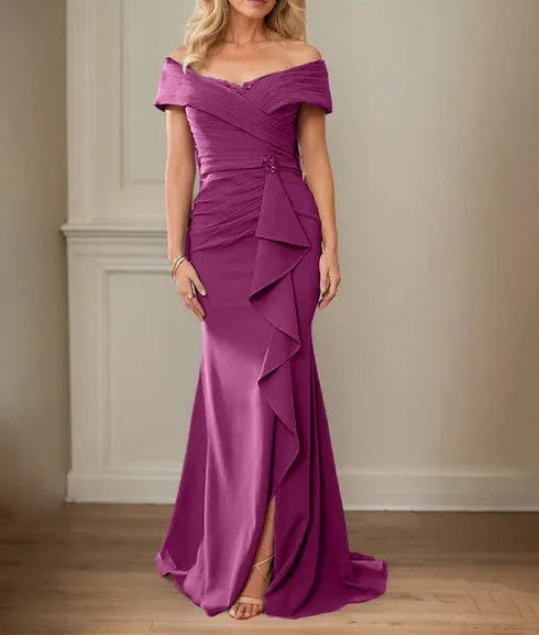Sheath/Column V-Neck Illusion Floor-Length Lace Chiffon Mother of the Bride Dress With Pleated Sequins