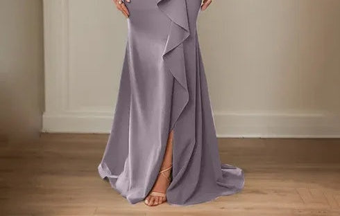 Sheath/Column V-Neck Illusion Floor-Length Lace Chiffon Mother of the Bride Dress With Pleated Sequins