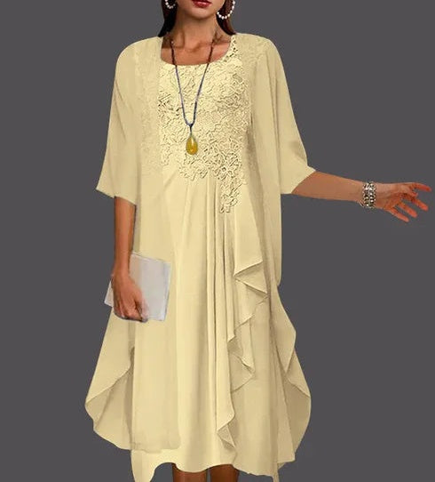 Two Piece A-Line Chiffon Lace Sleeveless Jacket Dresses with Pleats Appliques