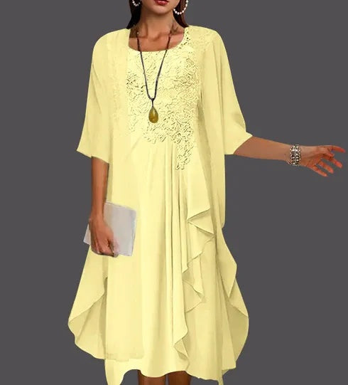 Two Piece A-Line Chiffon Lace Sleeveless Jacket Dresses with Pleats Appliques