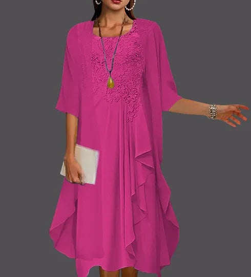 Two Piece A-Line Chiffon Lace Sleeveless Jacket Dresses with Pleats Appliques
