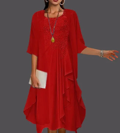 Two Piece A-Line Chiffon Lace Sleeveless Jacket Dresses with Pleats Appliques