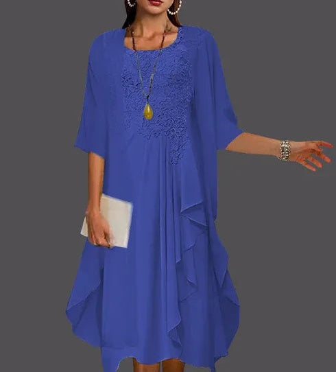 Two Piece A-Line Chiffon Lace Sleeveless Jacket Dresses with Pleats Appliques