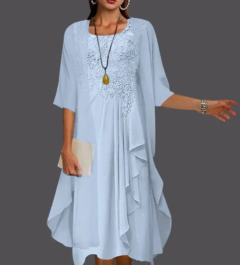 Two Piece A-Line Chiffon Lace Sleeveless Jacket Dresses with Pleats Appliques