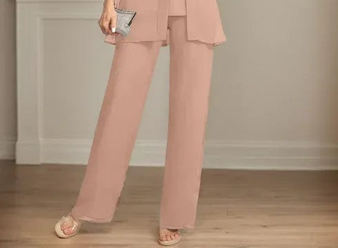 Jumpsuit/Pantsuit Separates Scoop Floor-Length Chiffon Lace Mother of the Bride Dress With Sequins