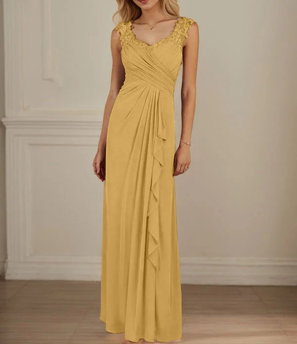 Champagne A-Line Sweetheart Neckline Pleated Mesh Dress