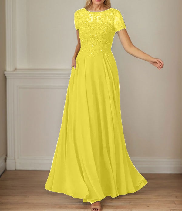 Dark Navy A-Line Boatneck Sequins Chiffon Dress