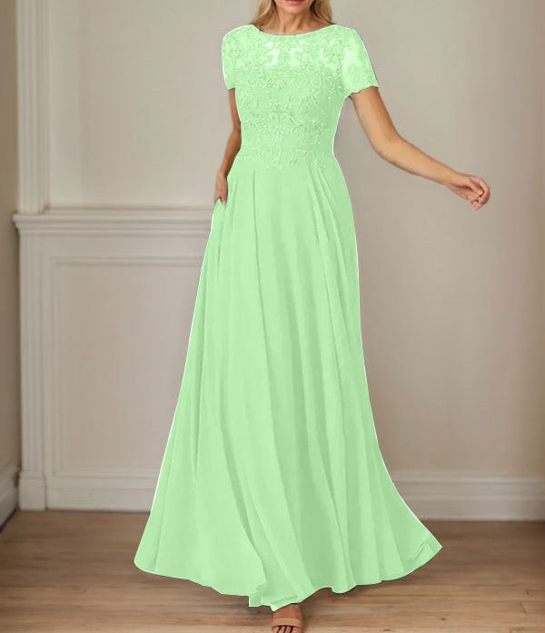 Dark Navy A-Line Boatneck Sequins Chiffon Dress
