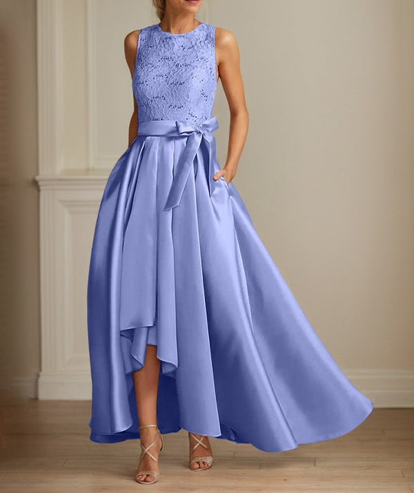 A-Line/Princess Jewel Neck Sleeveless Mother Of The Bride Dresses With Pleats Lace