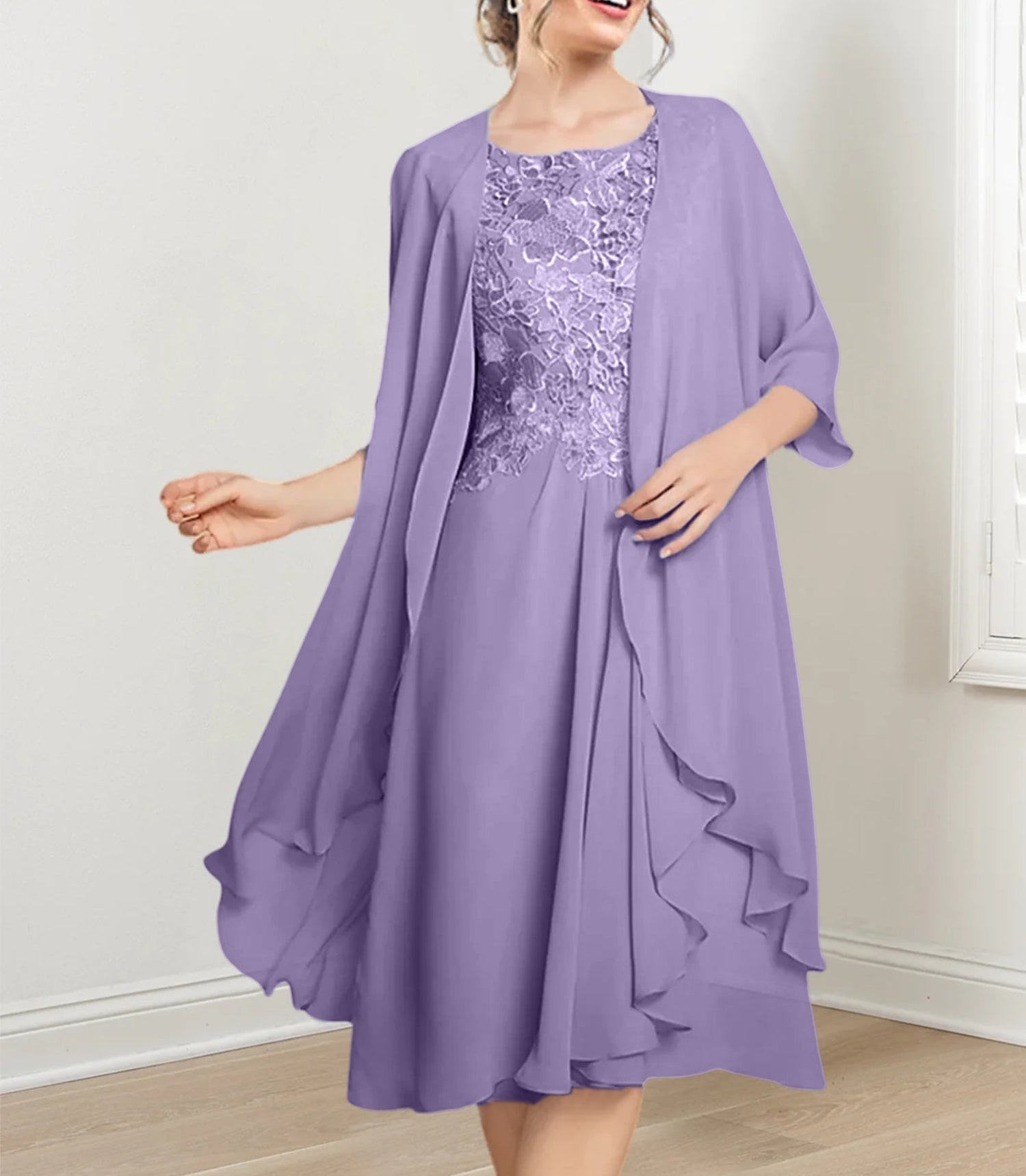 A-Line/Princess Scoop Knee-Length Mother of the Bride Dresses