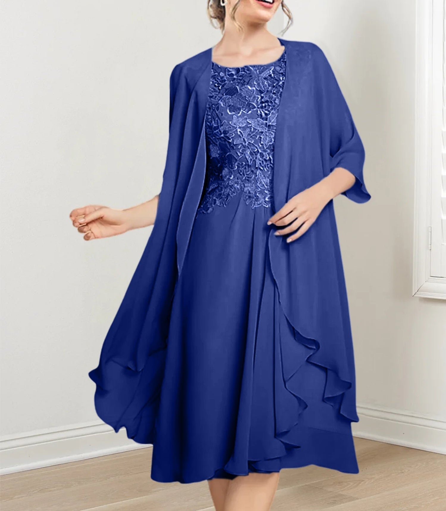 A-Line/Princess Scoop Knee-Length Mother of the Bride Dresses
