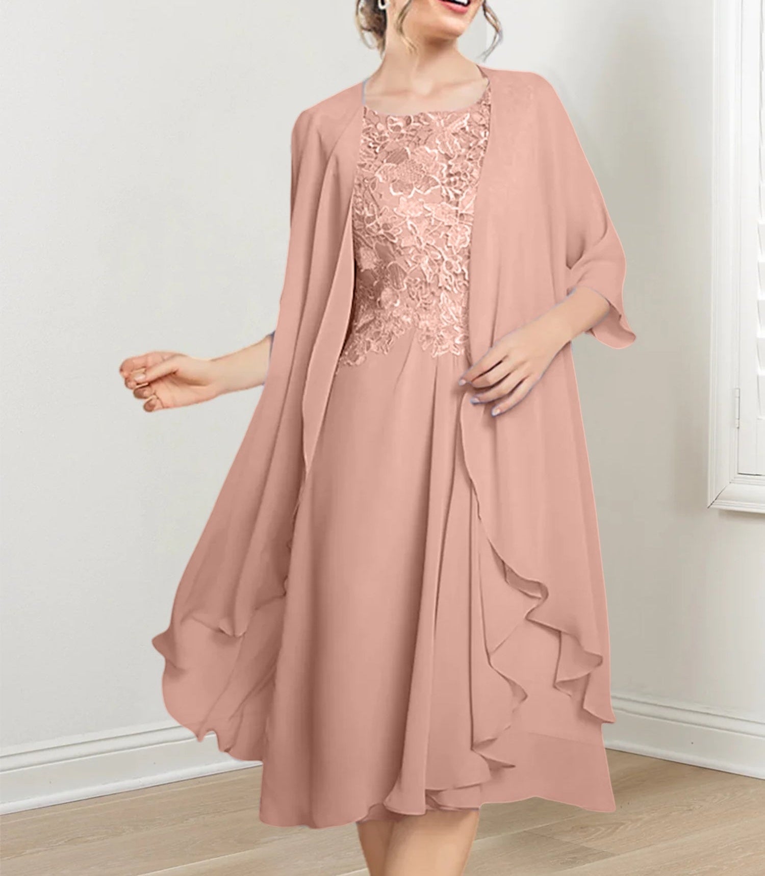 A-Line/Princess Scoop Knee-Length Mother of the Bride Dresses