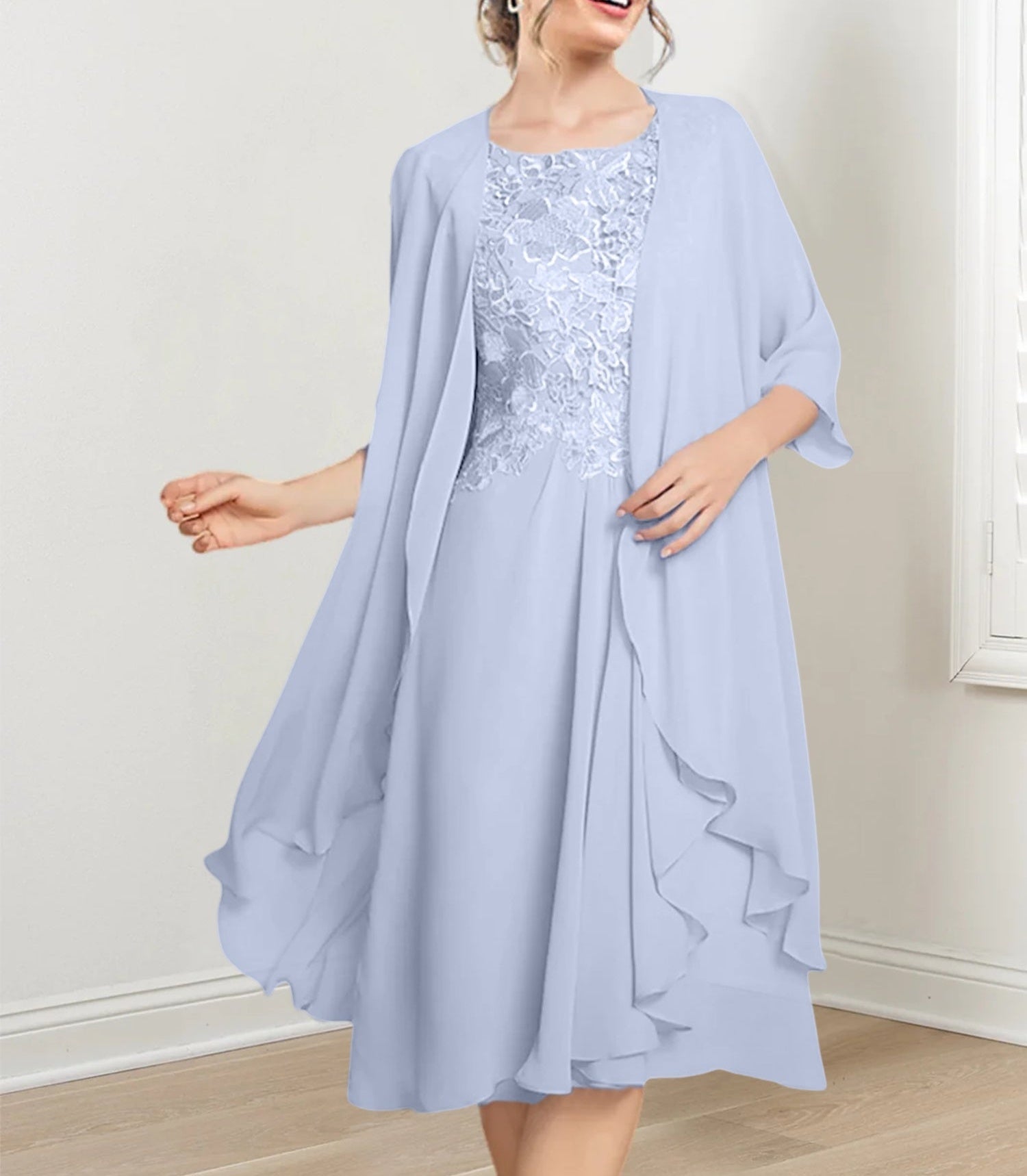 A-Line/Princess Scoop Knee-Length Mother of the Bride Dresses
