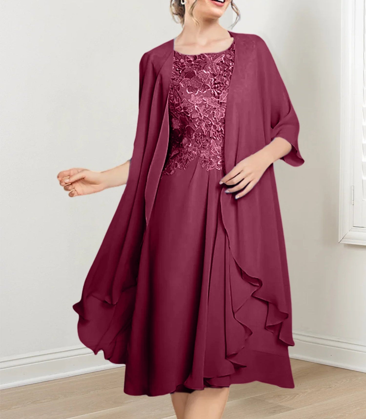 A-Line/Princess Scoop Knee-Length Mother of the Bride Dresses