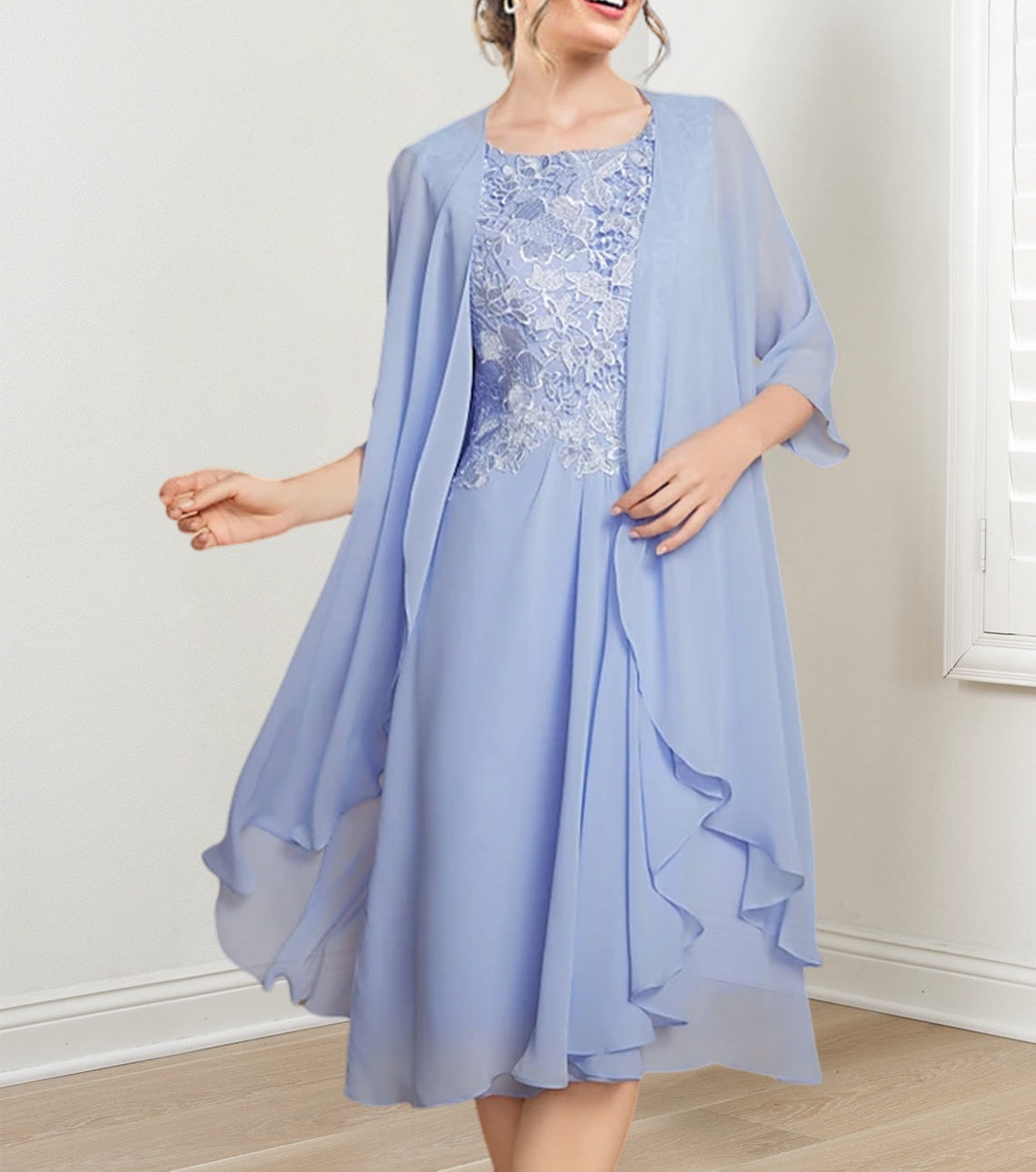 A-Line/Princess Scoop Knee-Length Mother of the Bride Dresses