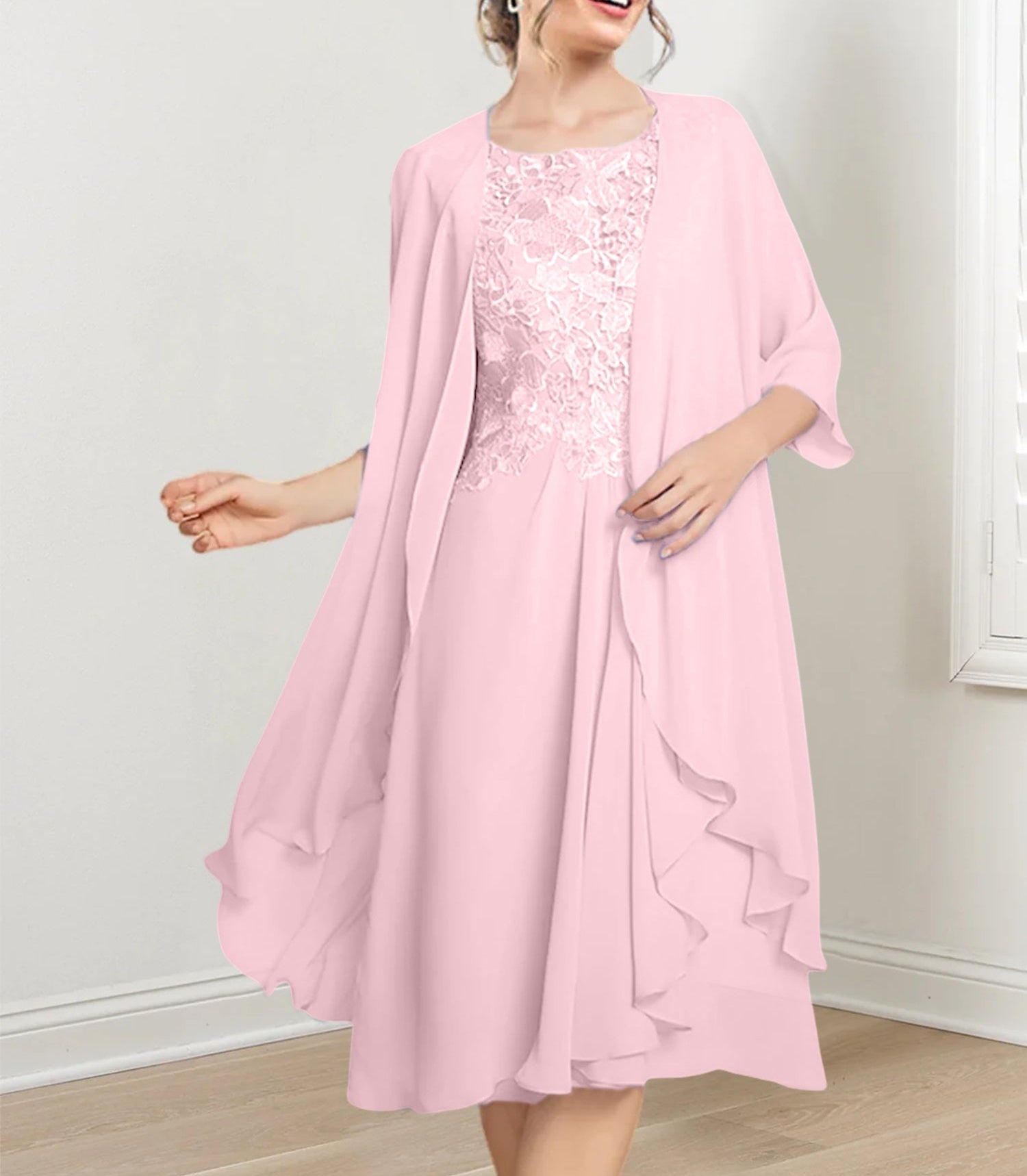 A-Line/Princess Scoop Knee-Length Mother of the Bride Dresses