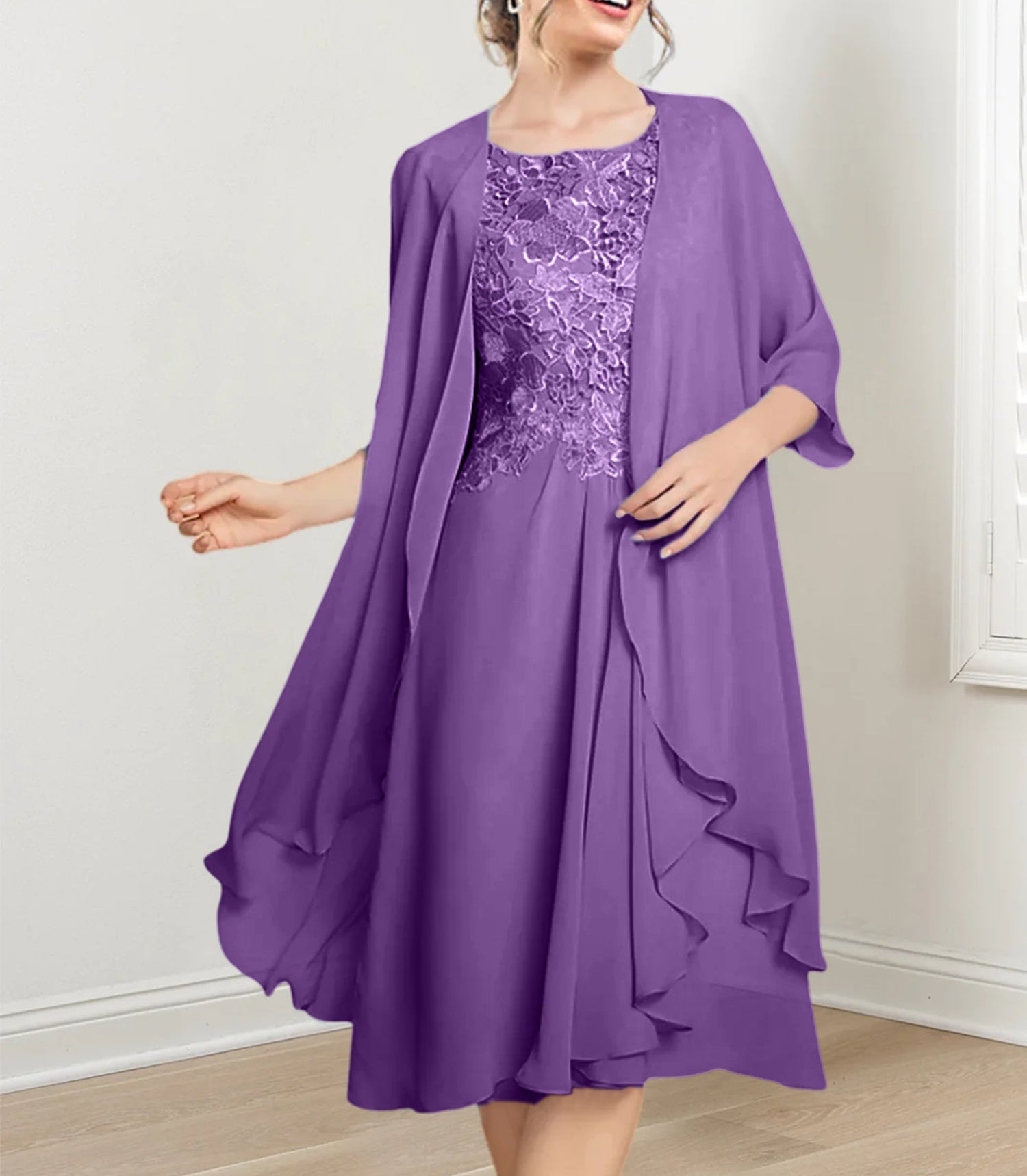 A-Line/Princess Scoop Knee-Length Mother of the Bride Dresses