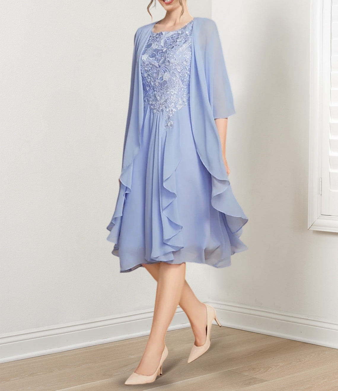 A-Line/Princess Scoop Knee-Length Mother of the Bride Dresses
