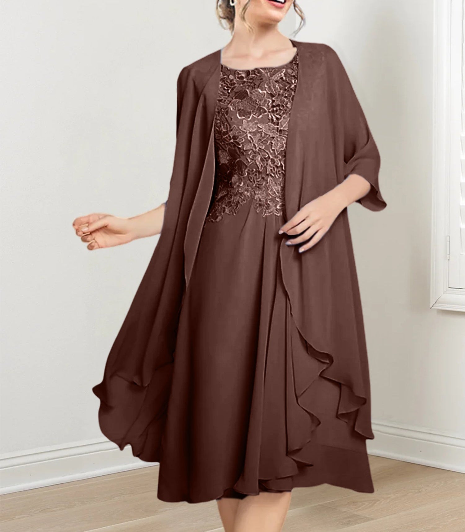 A-Line/Princess Scoop Knee-Length Mother of the Bride Dresses