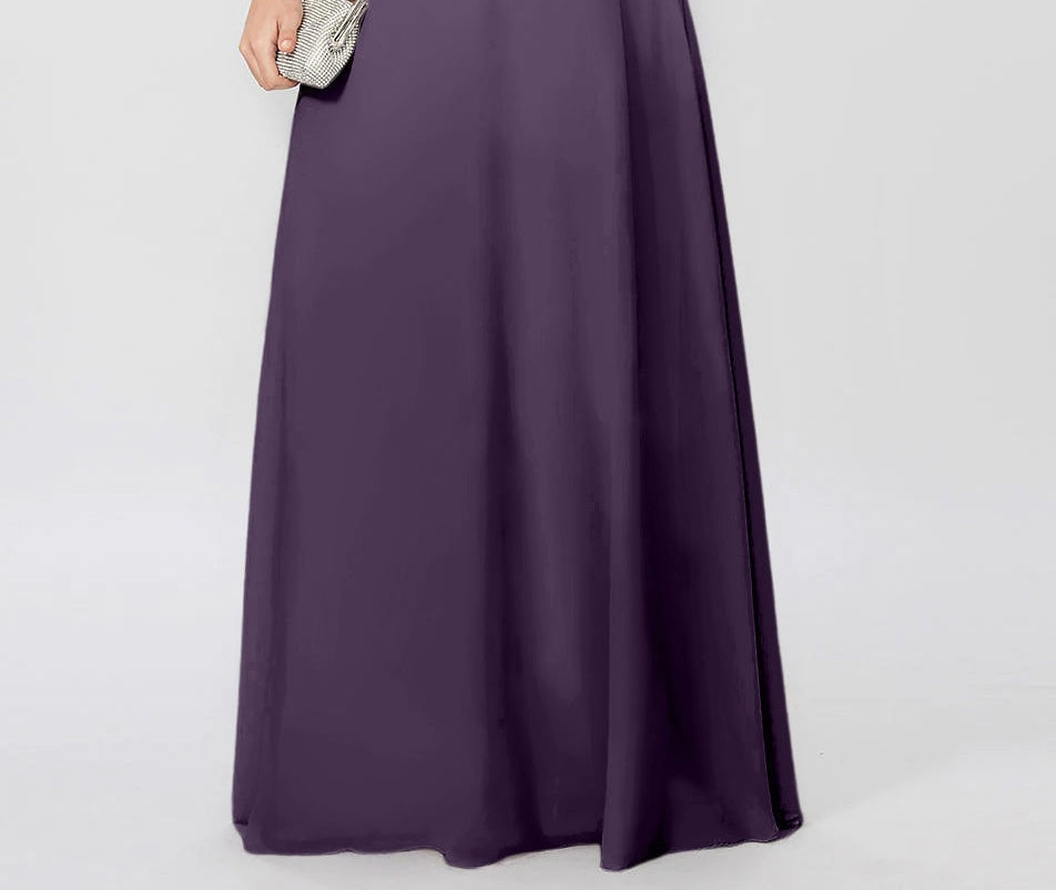 A-Line/Princess Round Neck 3/4 Length Sleeves Floor-Length Mother of the Bride Dresses with Applique & Sequins