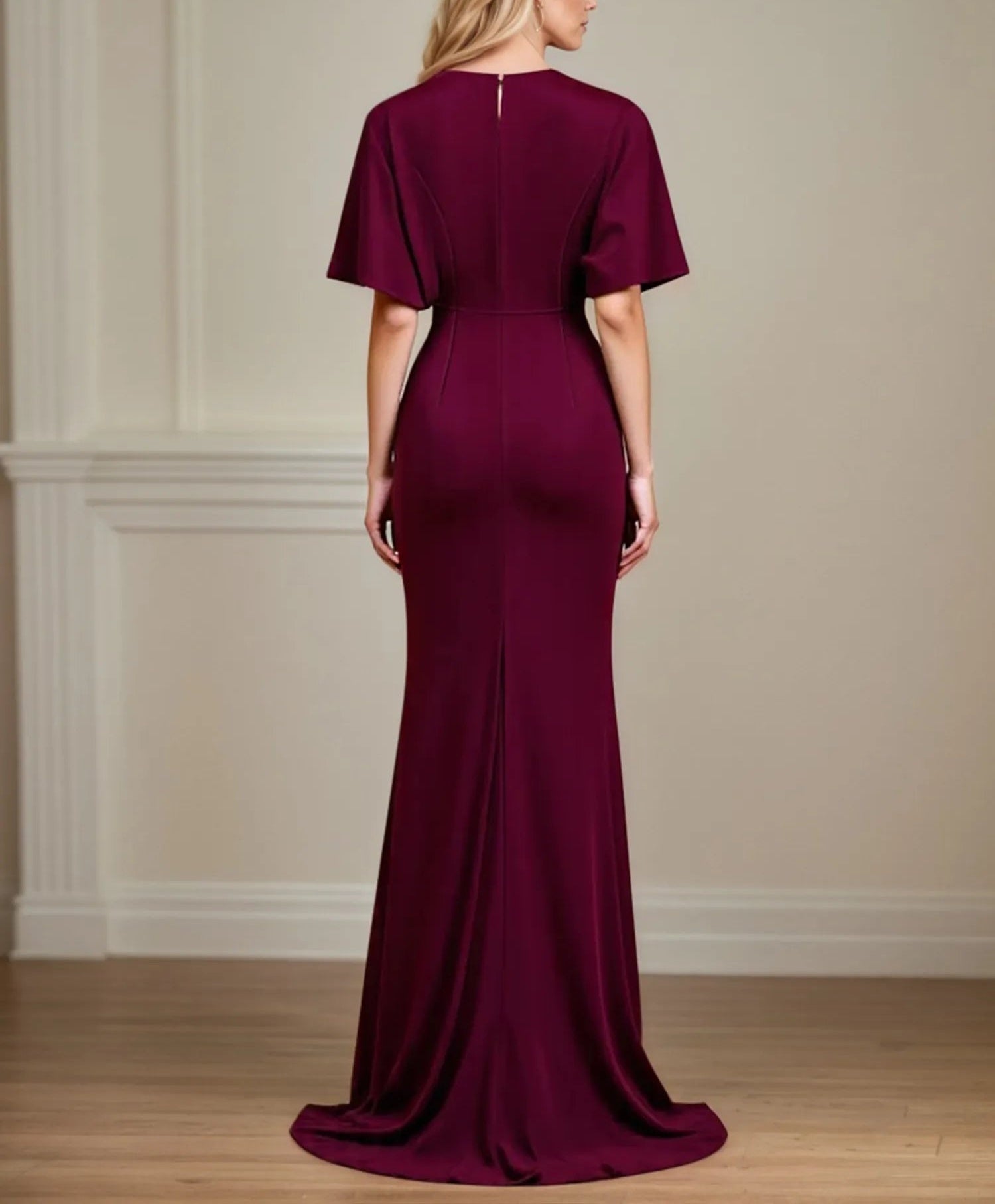 Trumpet/Mermaid V Neck Ruched Floor Length Mother of the Bride Dress