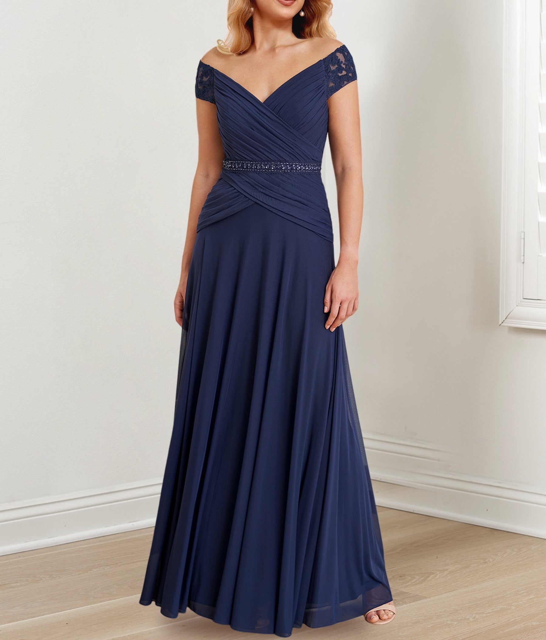 A-Line/Princess Off-the-Shoulder Floor-Length Mother of the Bride Dresses