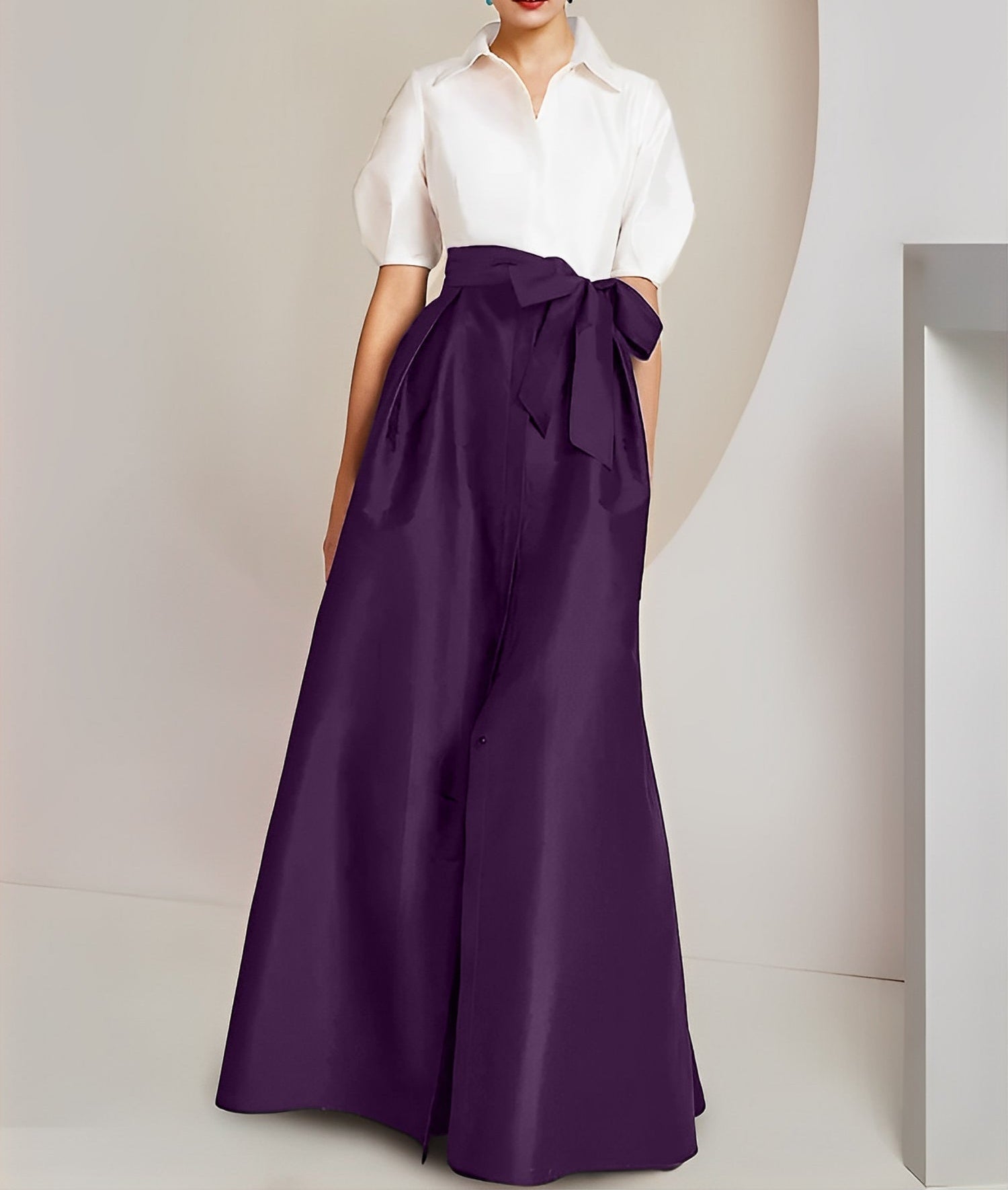 A-Line/Princess Shirt Collar Short Sleeves 2 pieces Mother Of The Bride Dresses