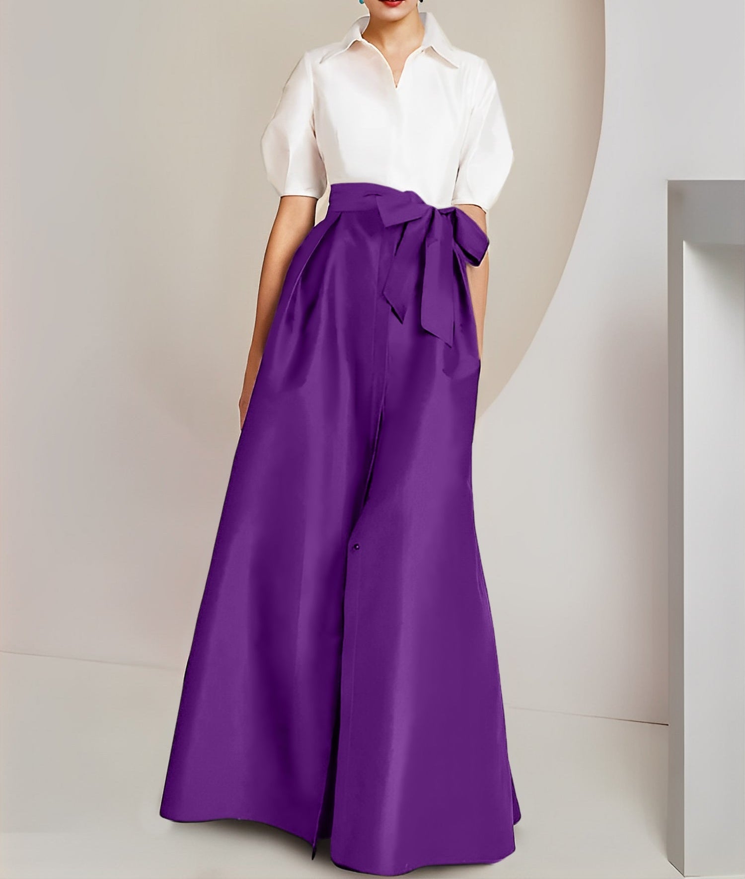 A-Line/Princess Shirt Collar Short Sleeves 2 pieces Mother Of The Bride Dresses