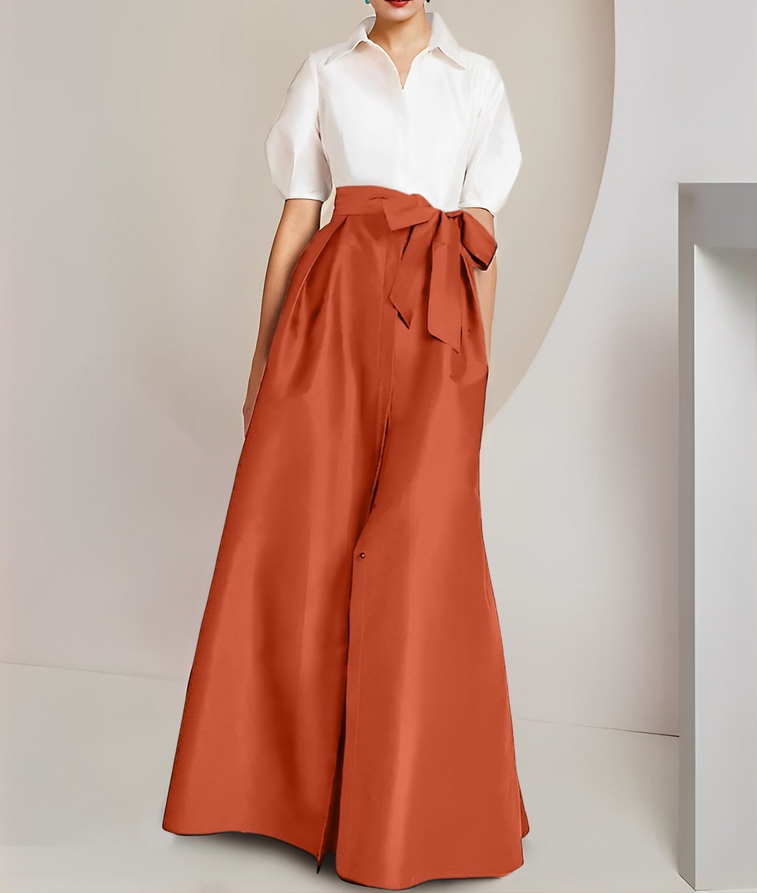 A-Line/Princess Shirt Collar Short Sleeves 2 pieces Mother Of The Bride Dresses