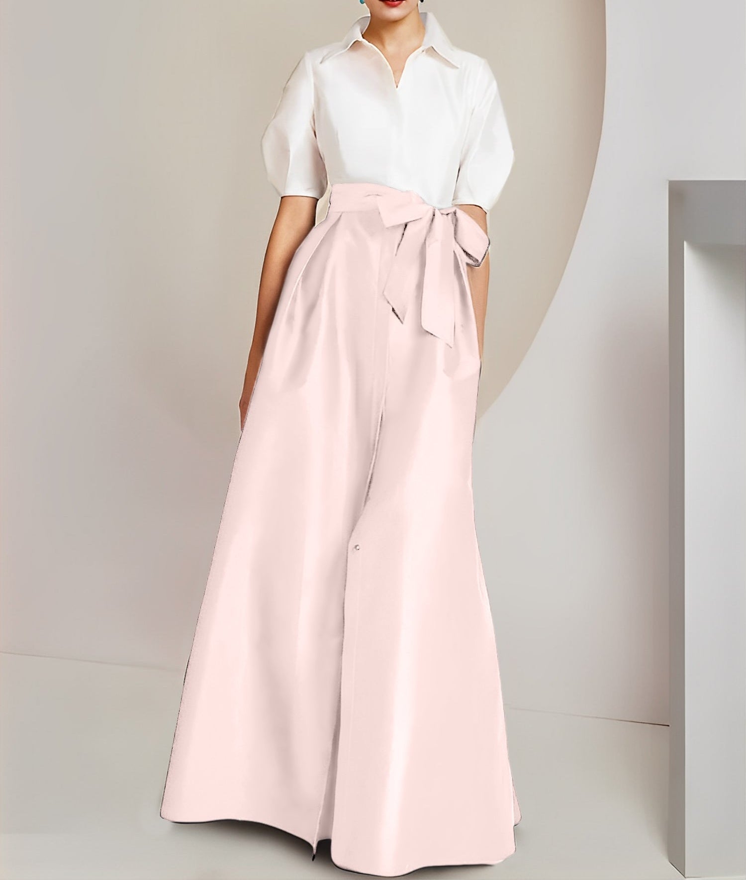 A-Line/Princess Shirt Collar Short Sleeves 2 pieces Mother Of The Bride Dresses