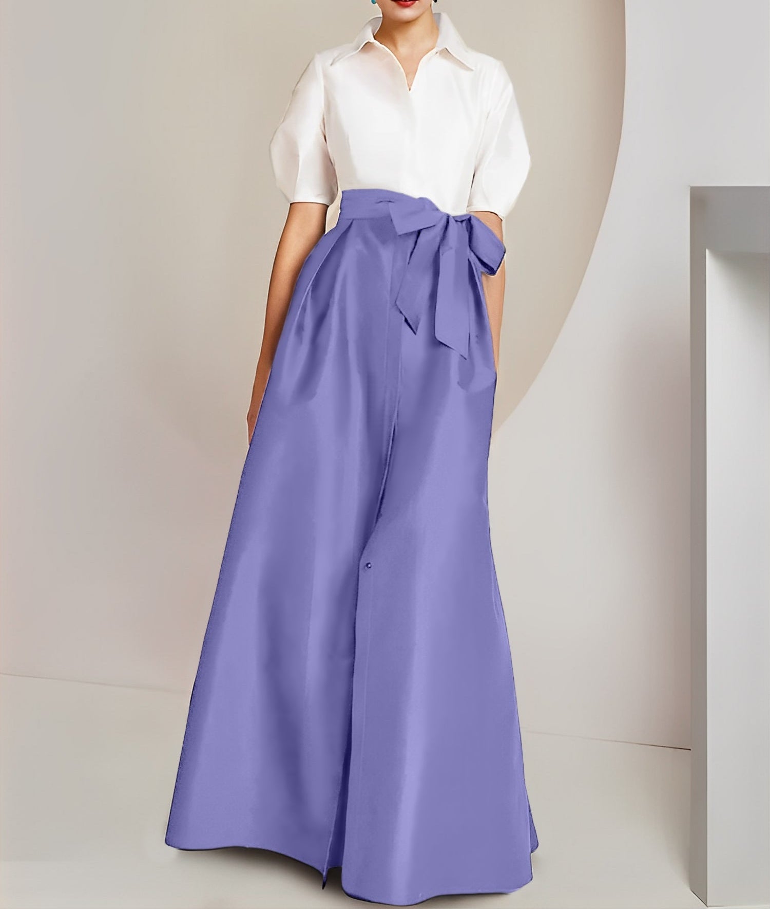 A-Line/Princess Shirt Collar Short Sleeves 2 pieces Mother Of The Bride Dresses
