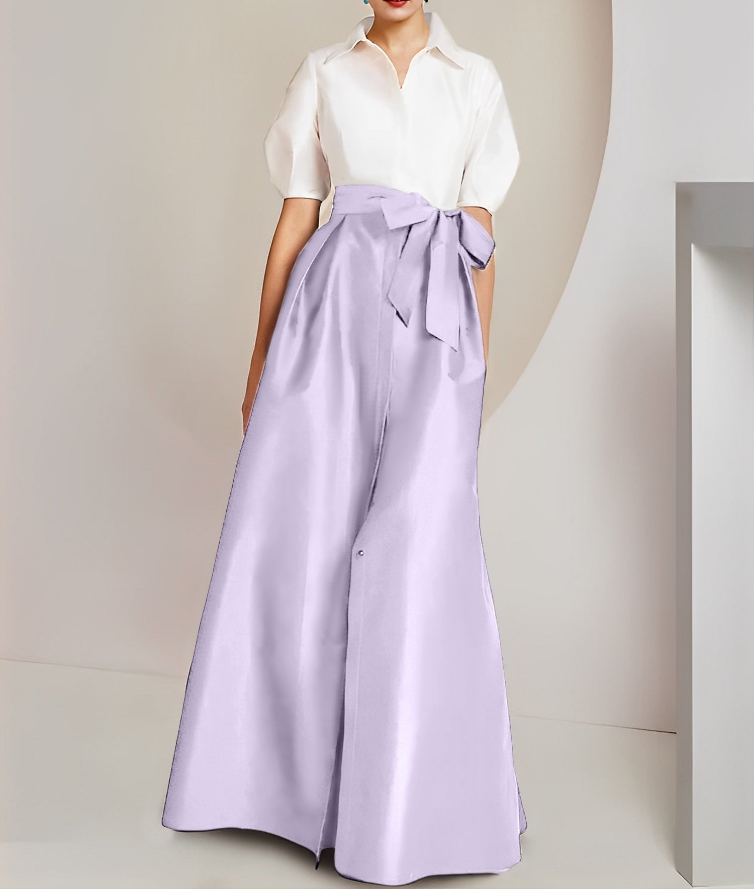 A-Line/Princess Shirt Collar Short Sleeves 2 pieces Mother Of The Bride Dresses