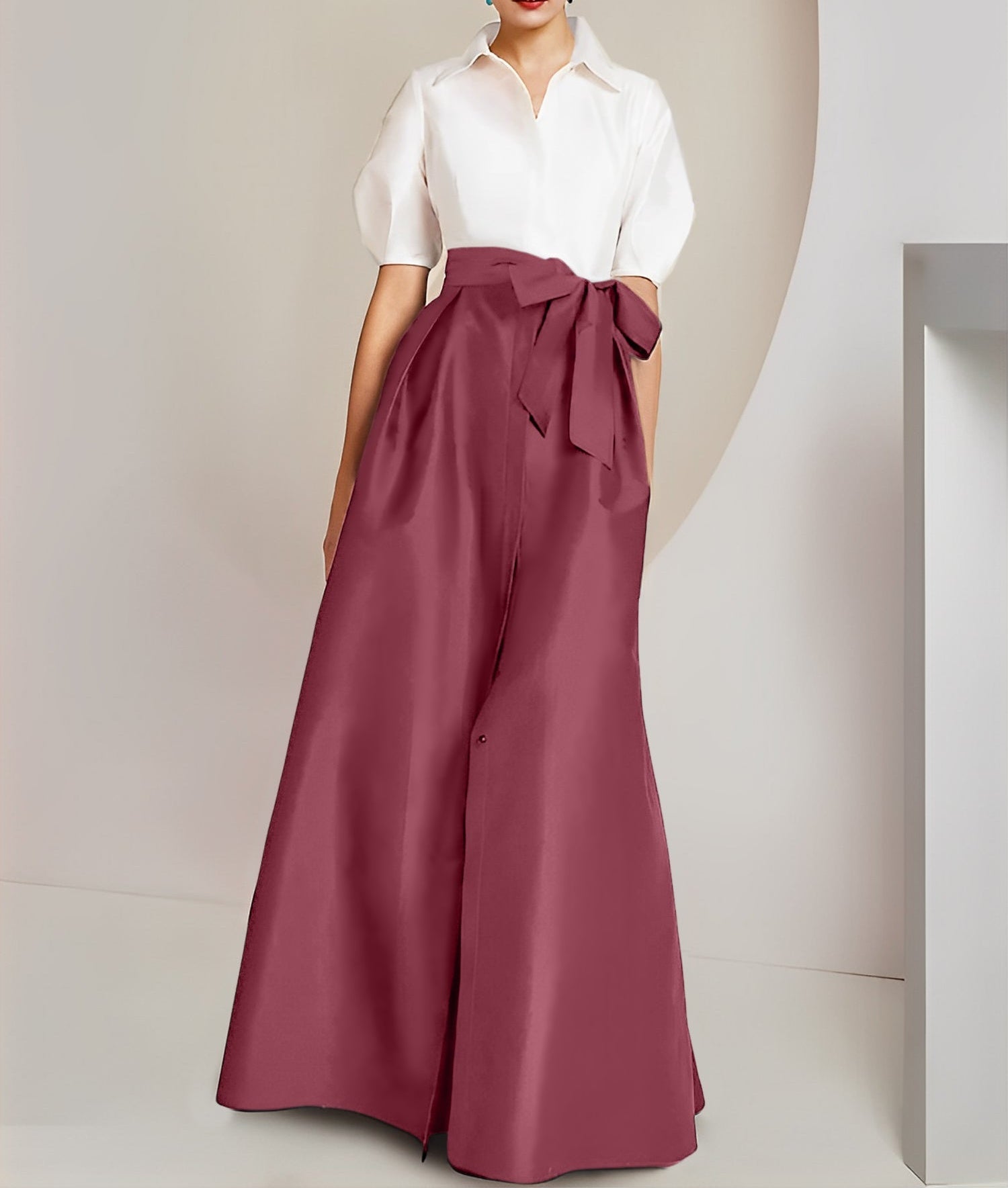 A-Line/Princess Shirt Collar Short Sleeves 2 pieces Mother Of The Bride Dresses