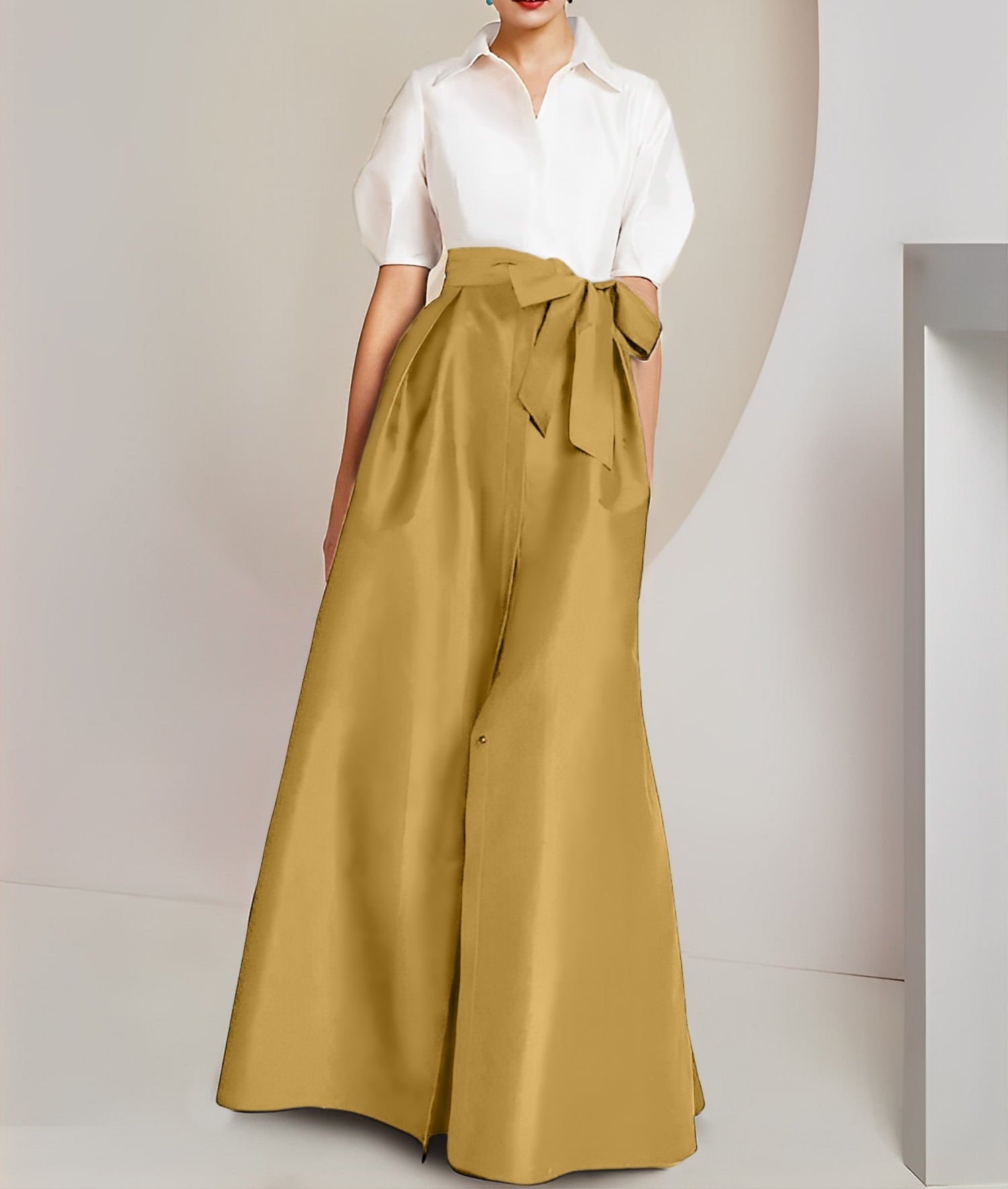 A-Line/Princess Shirt Collar Short Sleeves 2 pieces Mother Of The Bride Dresses
