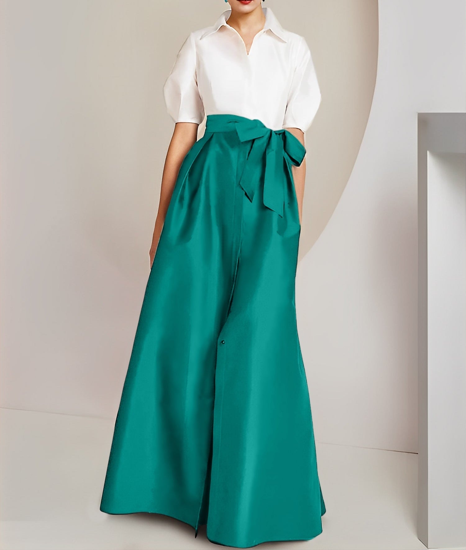 A-Line/Princess Shirt Collar Short Sleeves 2 pieces Mother Of The Bride Dresses