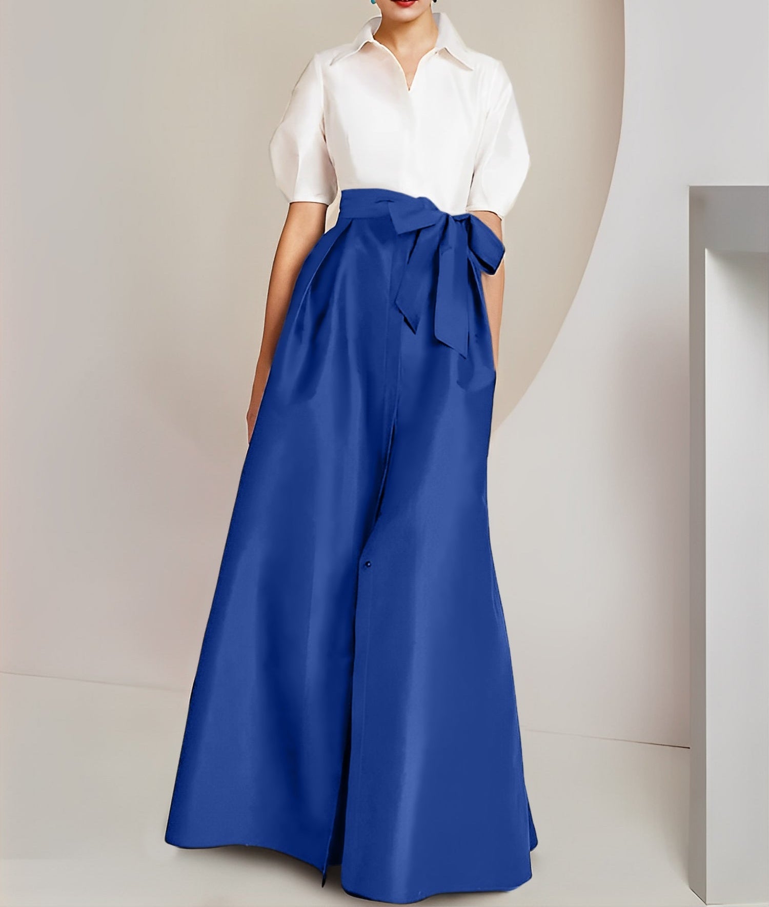 A-Line/Princess Shirt Collar Short Sleeves 2 pieces Mother Of The Bride Dresses