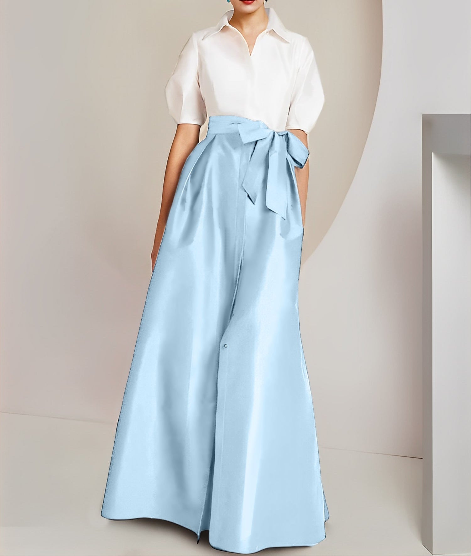 A-Line/Princess Shirt Collar Short Sleeves 2 pieces Mother Of The Bride Dresses